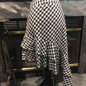 A New Day Ruffled Asymmetrical Gingham Skirt.